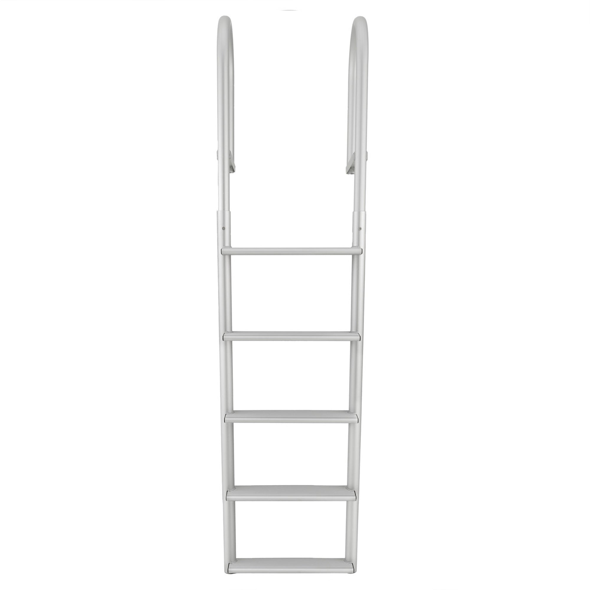 RecPro 5 Step Aluminum Marine Grade Dock and Pier Stationary Ladder, Silver - VMInnovations