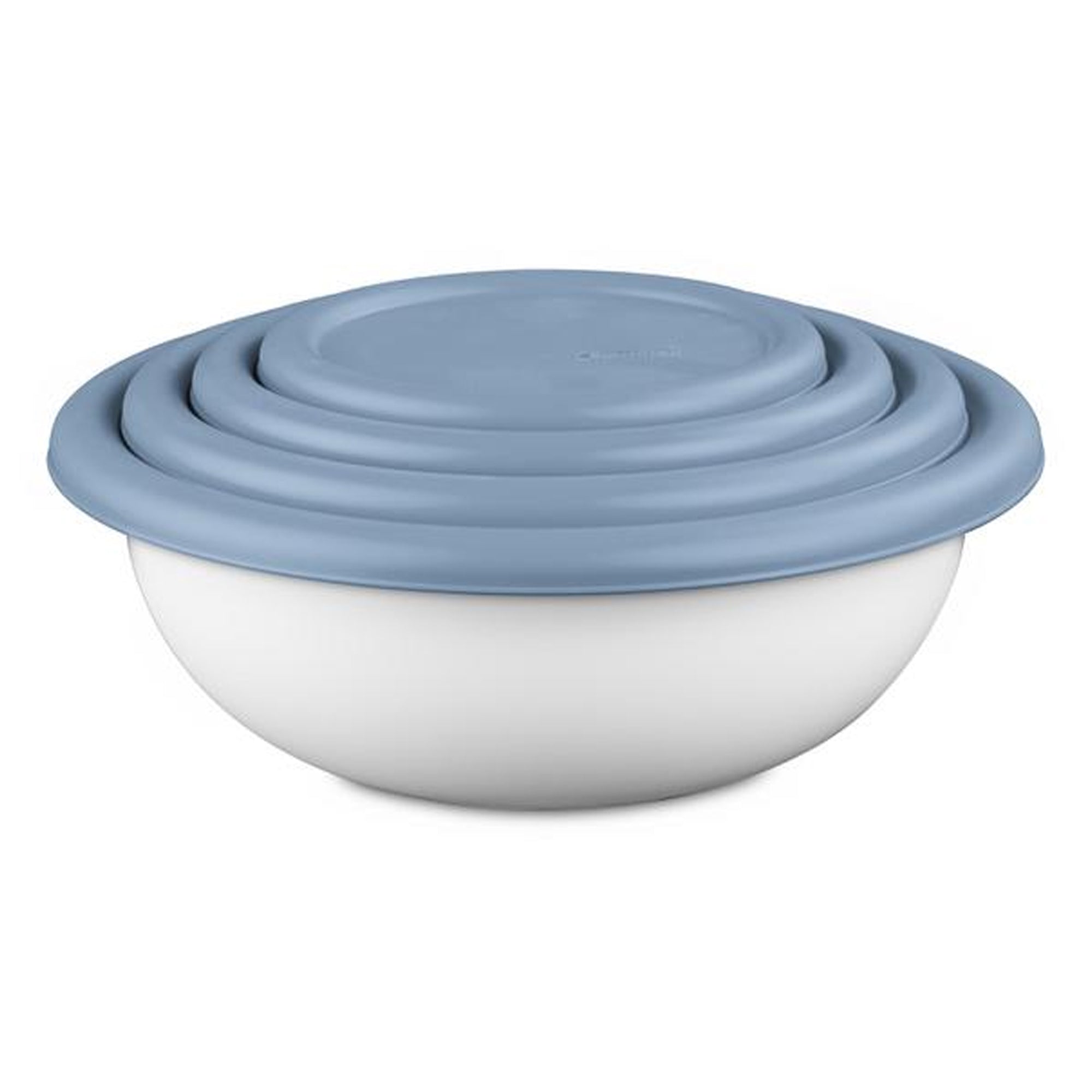 Sterilite Nesting Mixing Covered Bowl Set with Lids, Washed Blue, (Set of 6) - VMInnovations