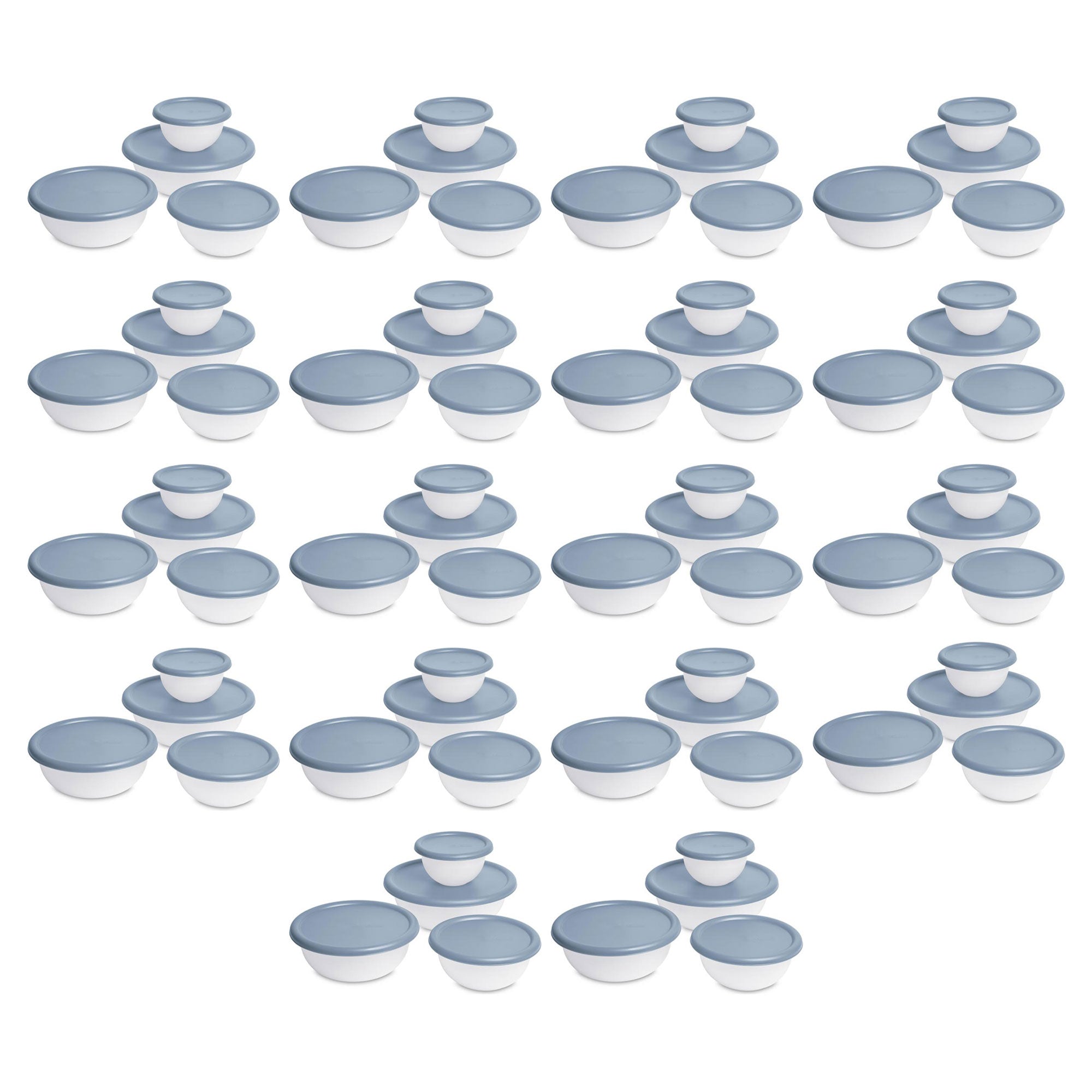 Sterilite Nesting Mixing Covered Bowl Set with Lids, Washed Blue (Set of 18) - VMInnovations