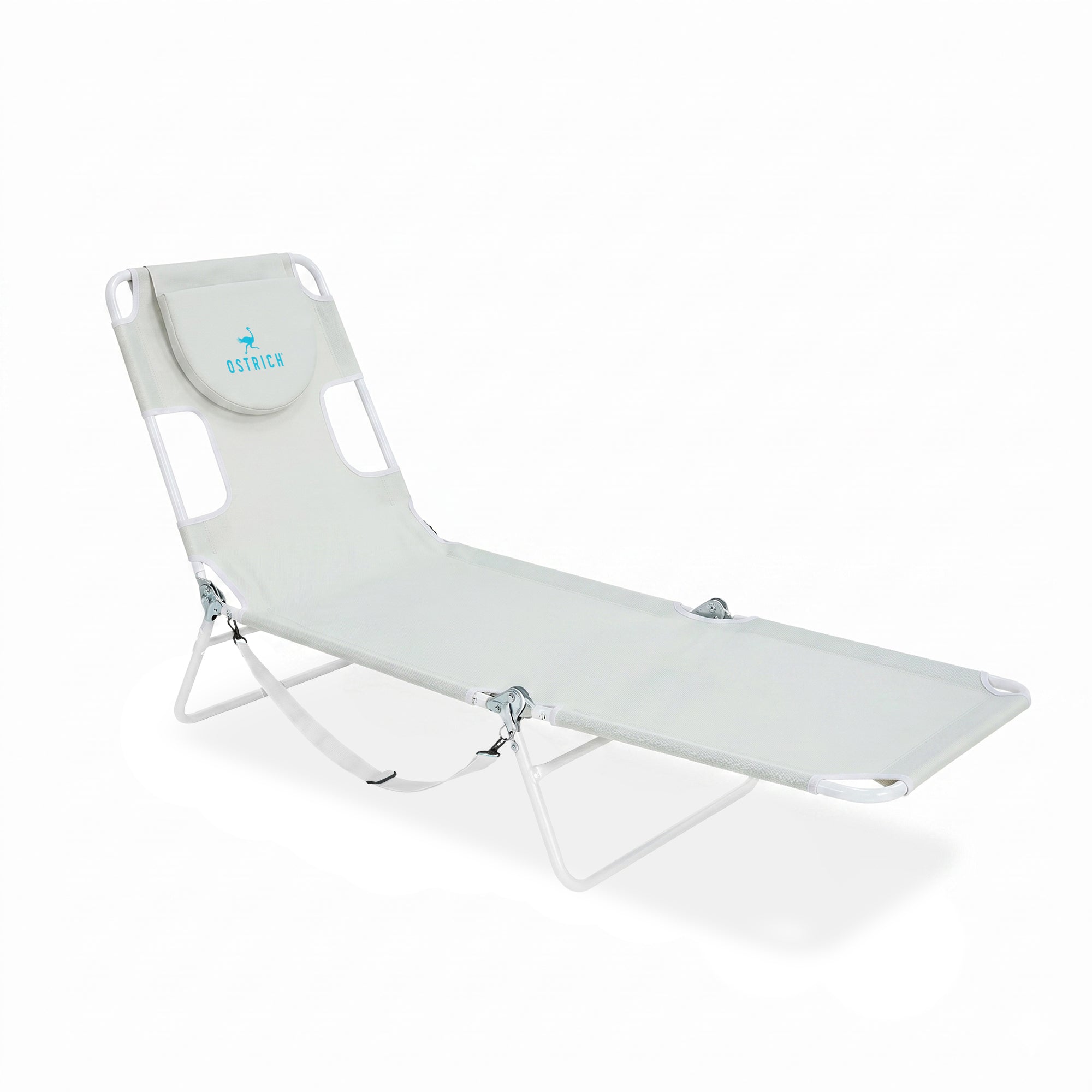 Ostrich Lounge Versatile Facedown Beach Camping Pool Tanning Chair, White (Used) - VMInnovations