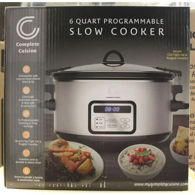 Complete Cuisine CC-6300PG-SS Digital 6-Quart Oval Slow Cooker