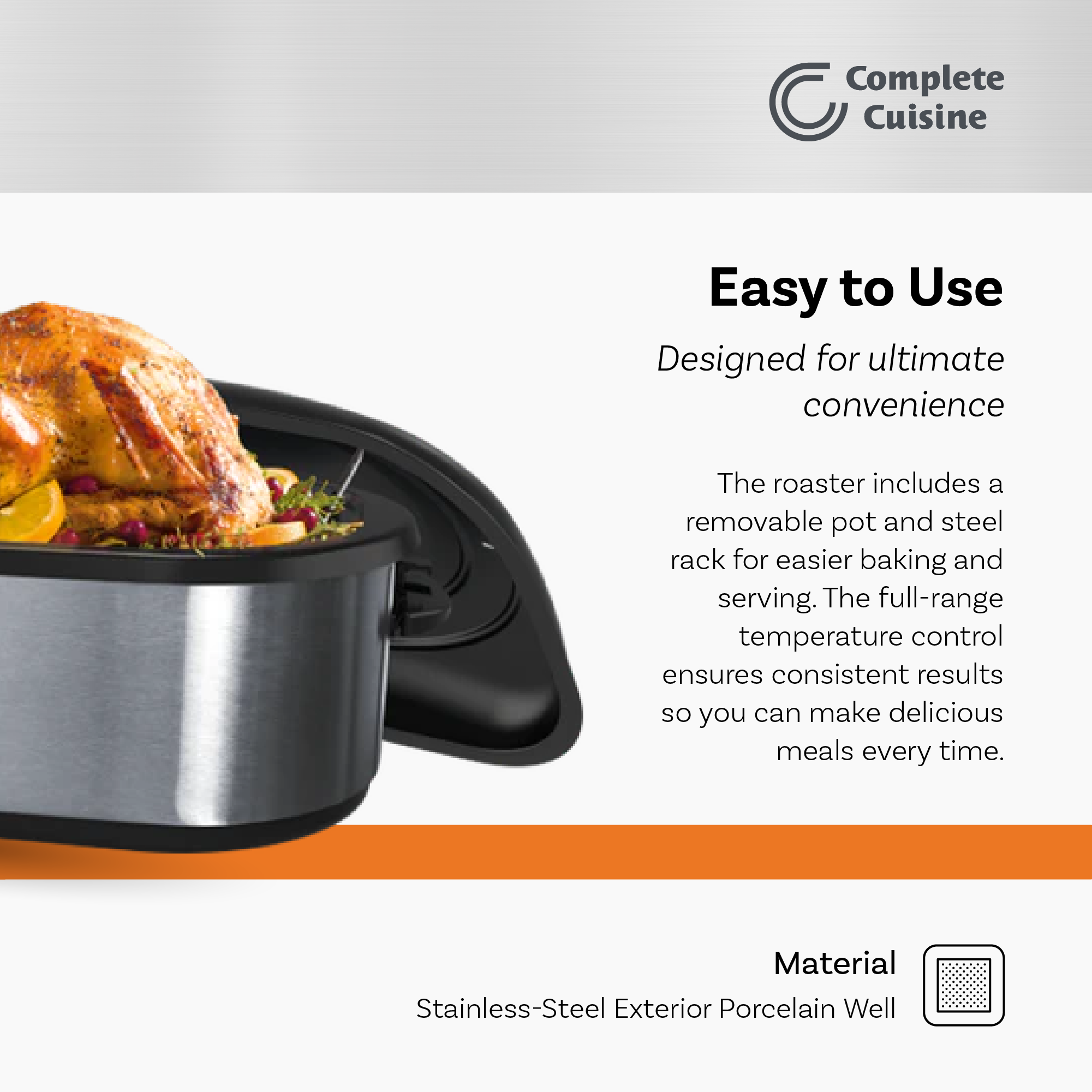 Complete Cuisine CC-R-1000-16QT 16-Quart Oval Roaster Oven (Open Box) - VMInnovations
