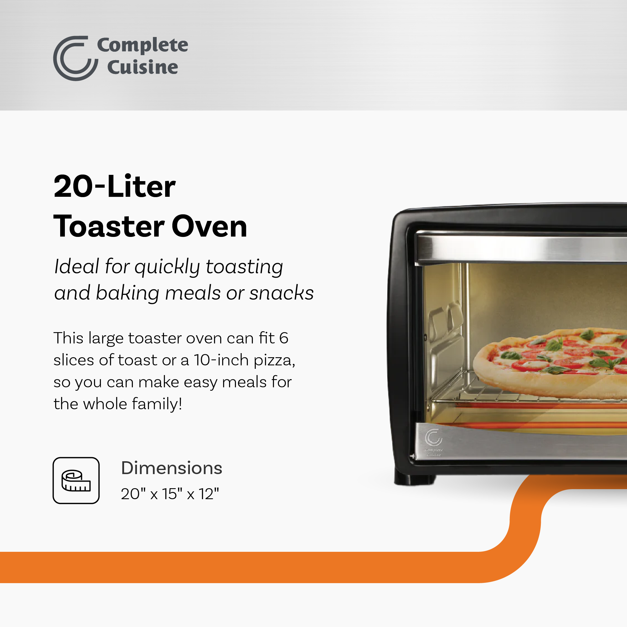 Complete Cuisine CC-TST6000 20-Liter Toaster Oven for Baking and Broiling - VMInnovations