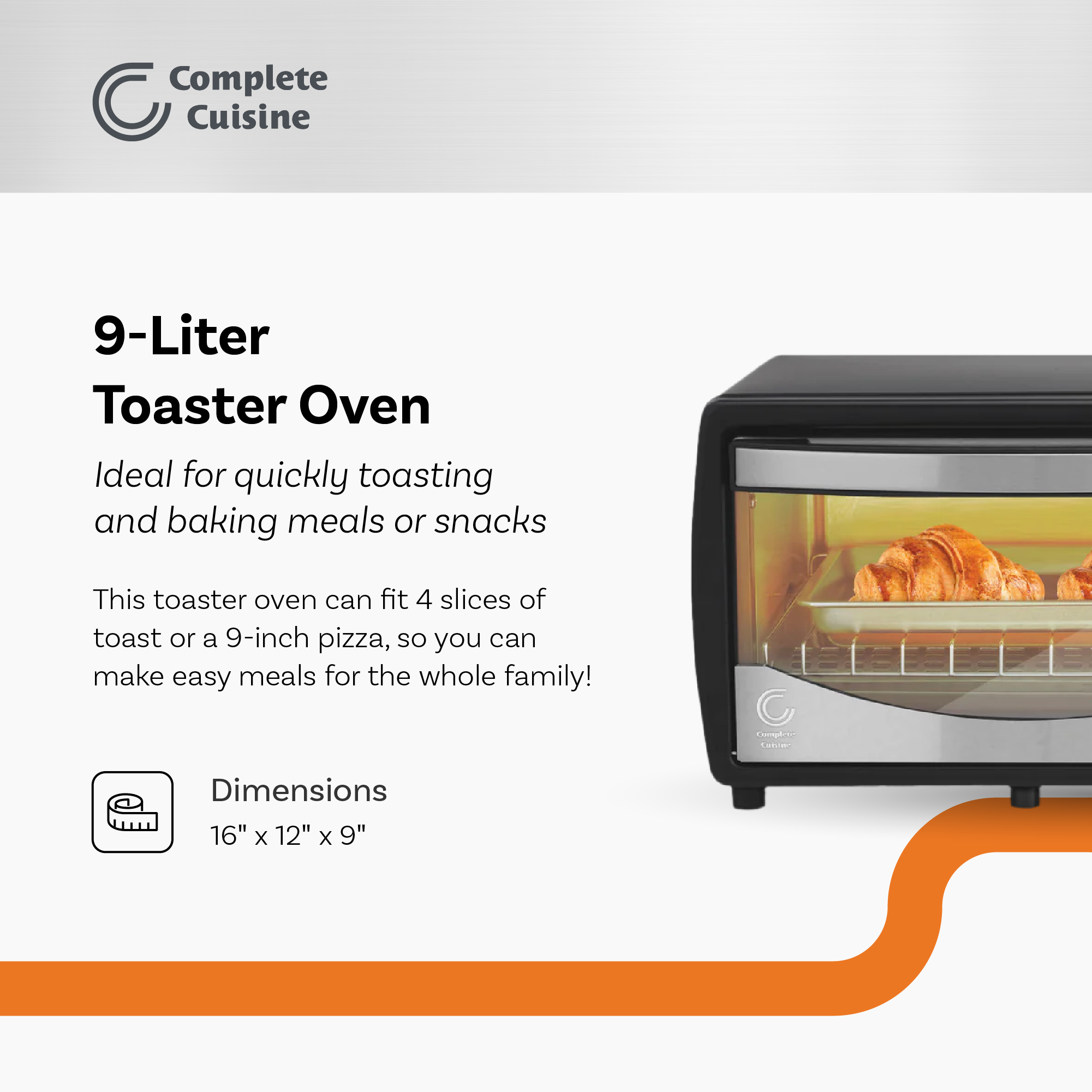 Complete Cuisine CC-TOV4400 9-Liter Countertop Toaster Oven for Baking (Used) - VMInnovations