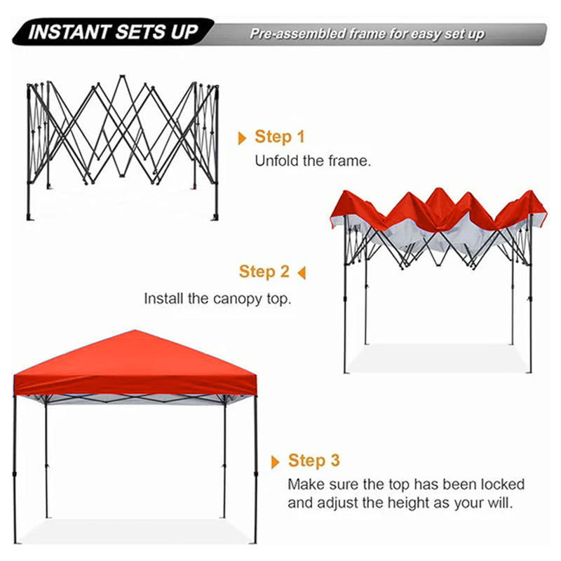 Trappers Peak 10-by-10-Foot Folding Pop-Up Canopy, Red