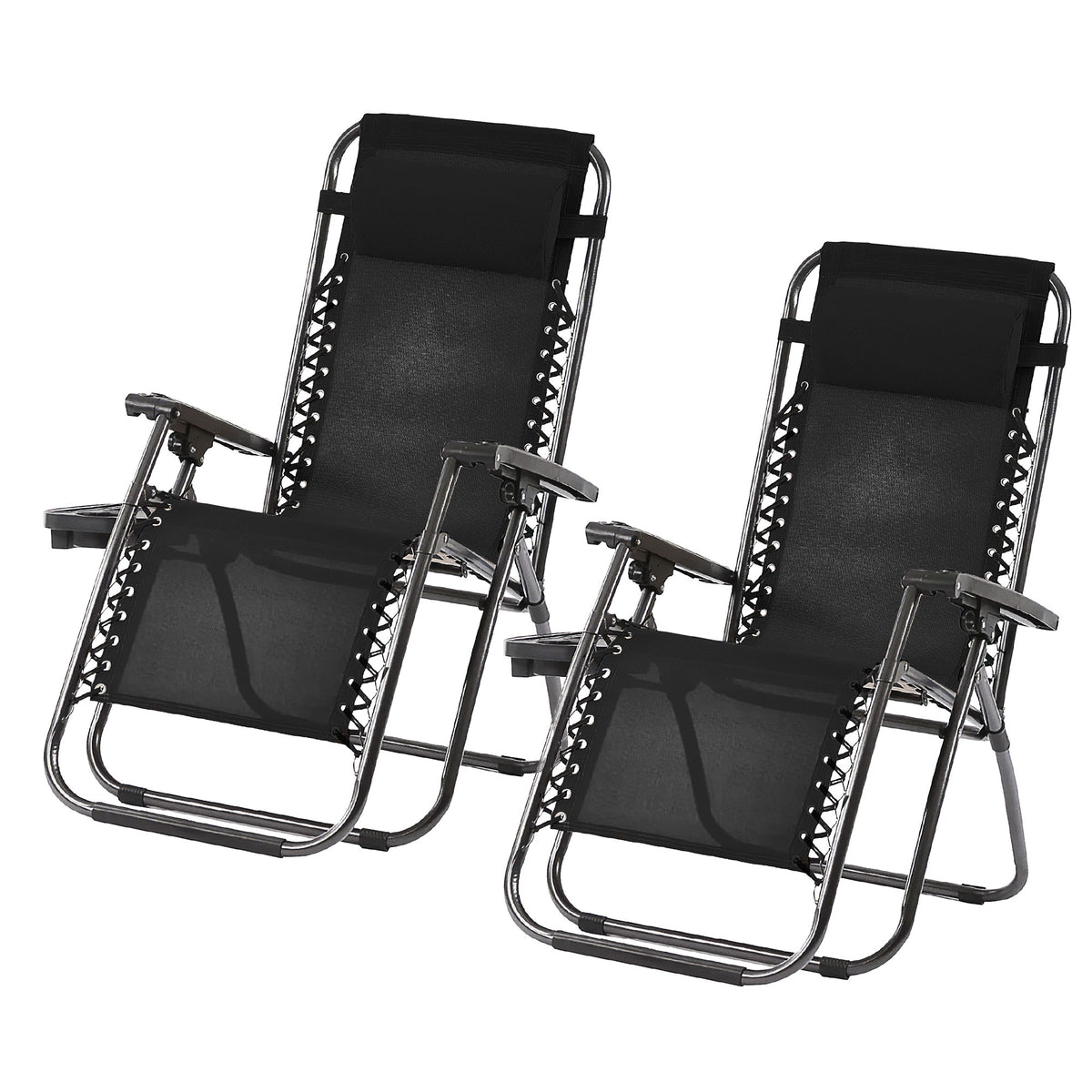 Trappers Peak Adjustable Zero-Gravity Folding Chairs, Set of 2, Black