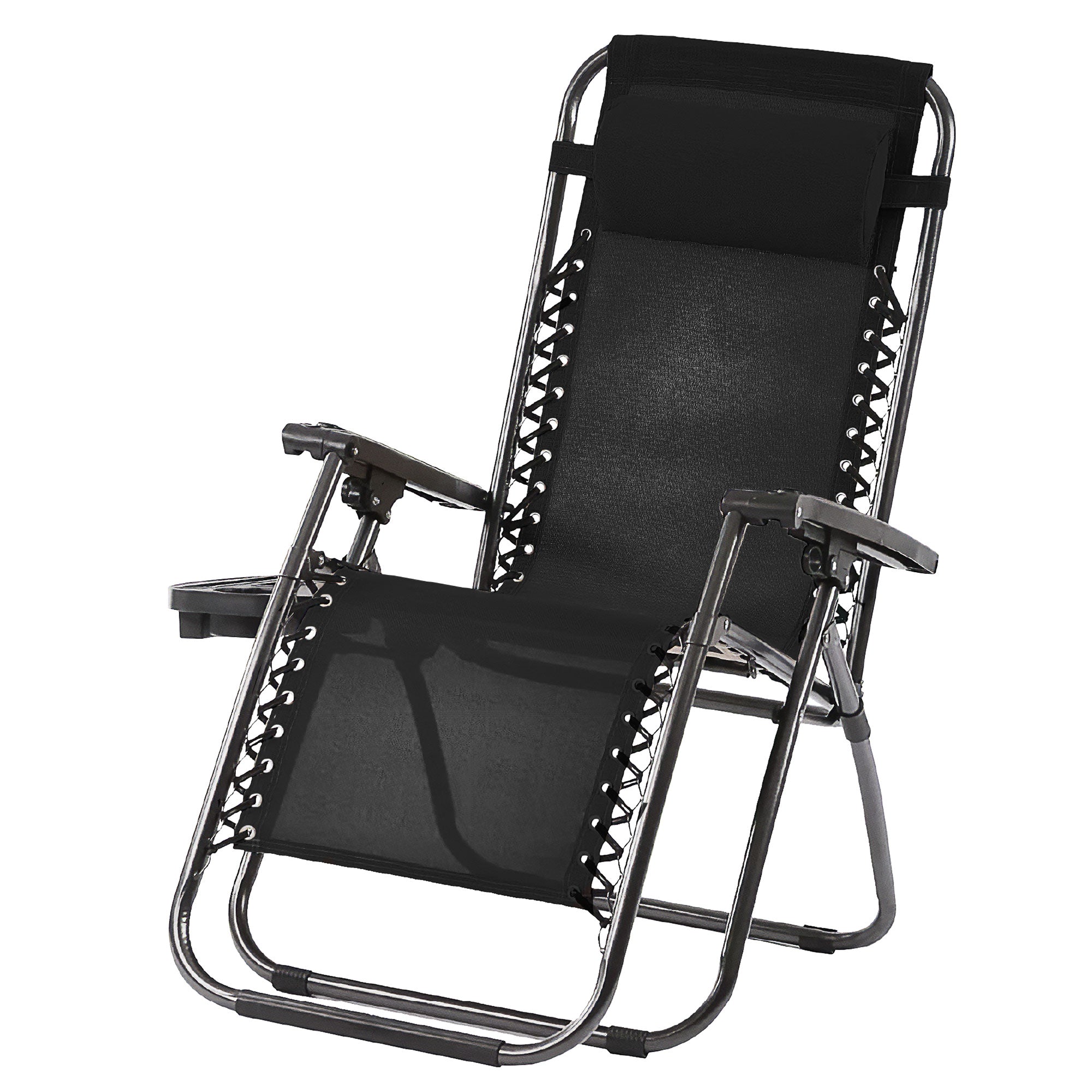 Trappers Peak Adjustable Zero-Gravity Folding Chairs, Set of 2, Black (Open Box) - VMInnovations
