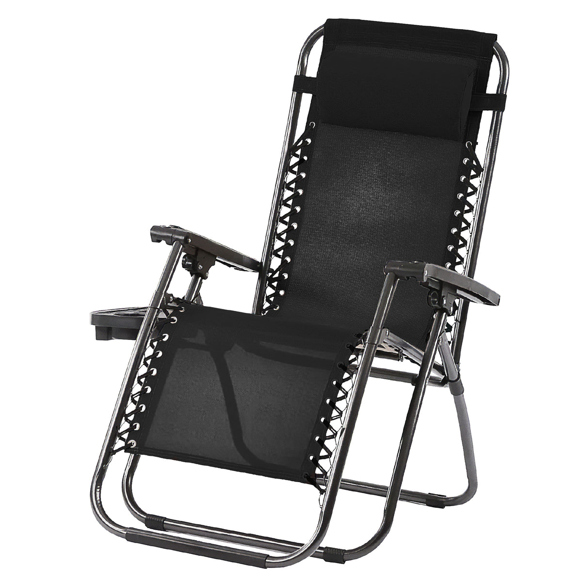 Trappers Peak Adjustable Zero-Gravity Folding Chairs, Set of 2, Black