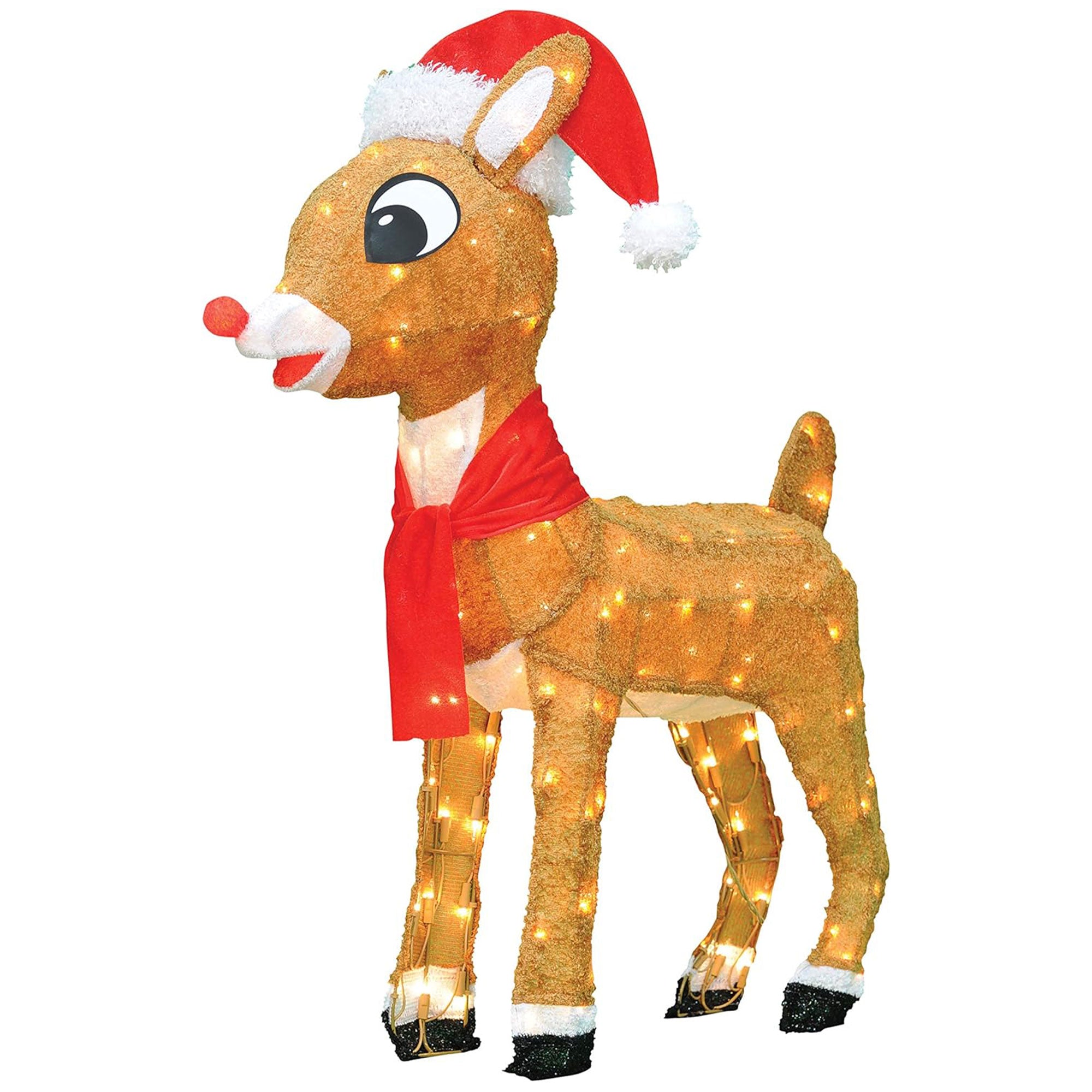 ProductWorks 32" Rudolph w/Santa Hat & Scarf Pre-Lit Yard Decor (Open Box) - VMInnovations