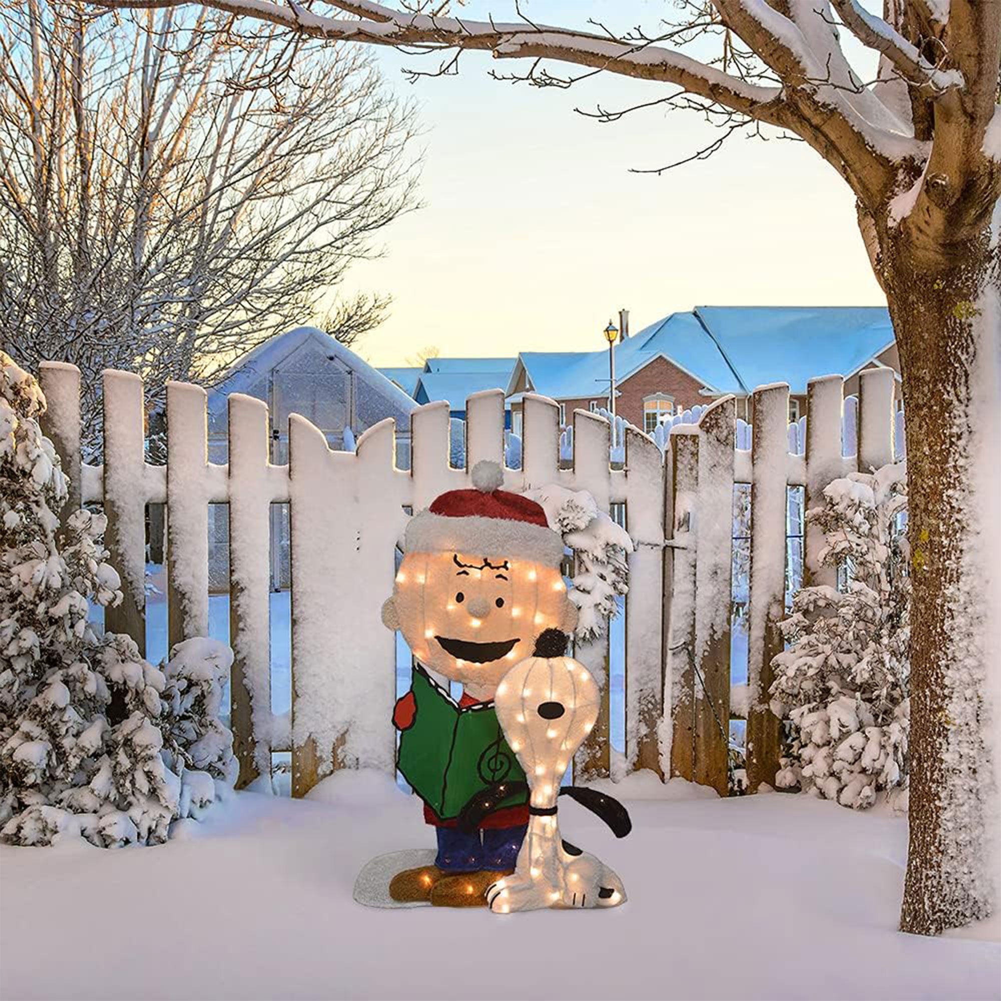 ProductWorks Peanuts 32" Charlie Brown and Snoopy Pre-Lit Christmas Yard Decor - VMInnovations