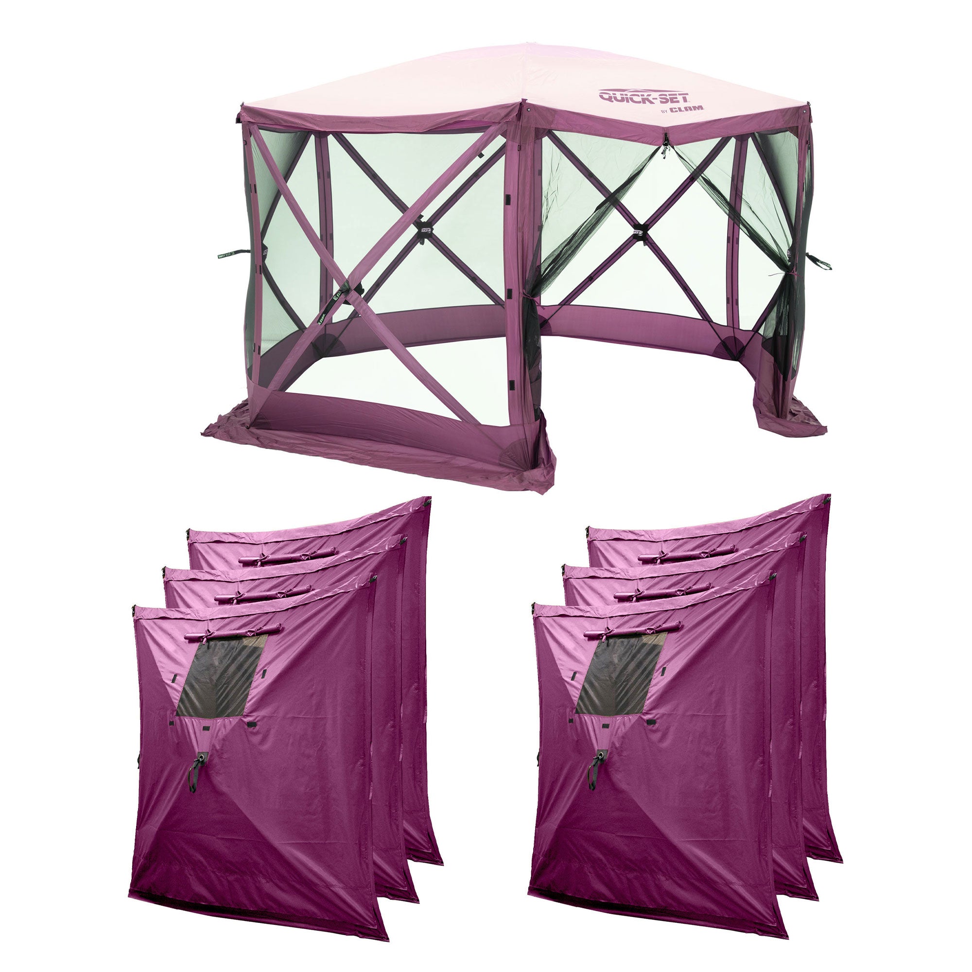 CLAM Quick Set Escape 11.5 x 11.5 Foot Canopy + CLAM Quick Set Screen (2 Pack) - VMInnovations
