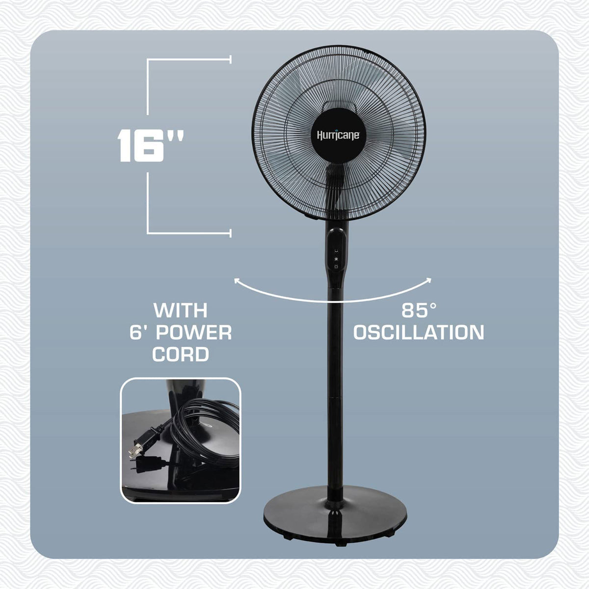 Hurricane 16" Energy Efficient Adjustable Standing Fan w/12 Settings (Open Box) - VMInnovations