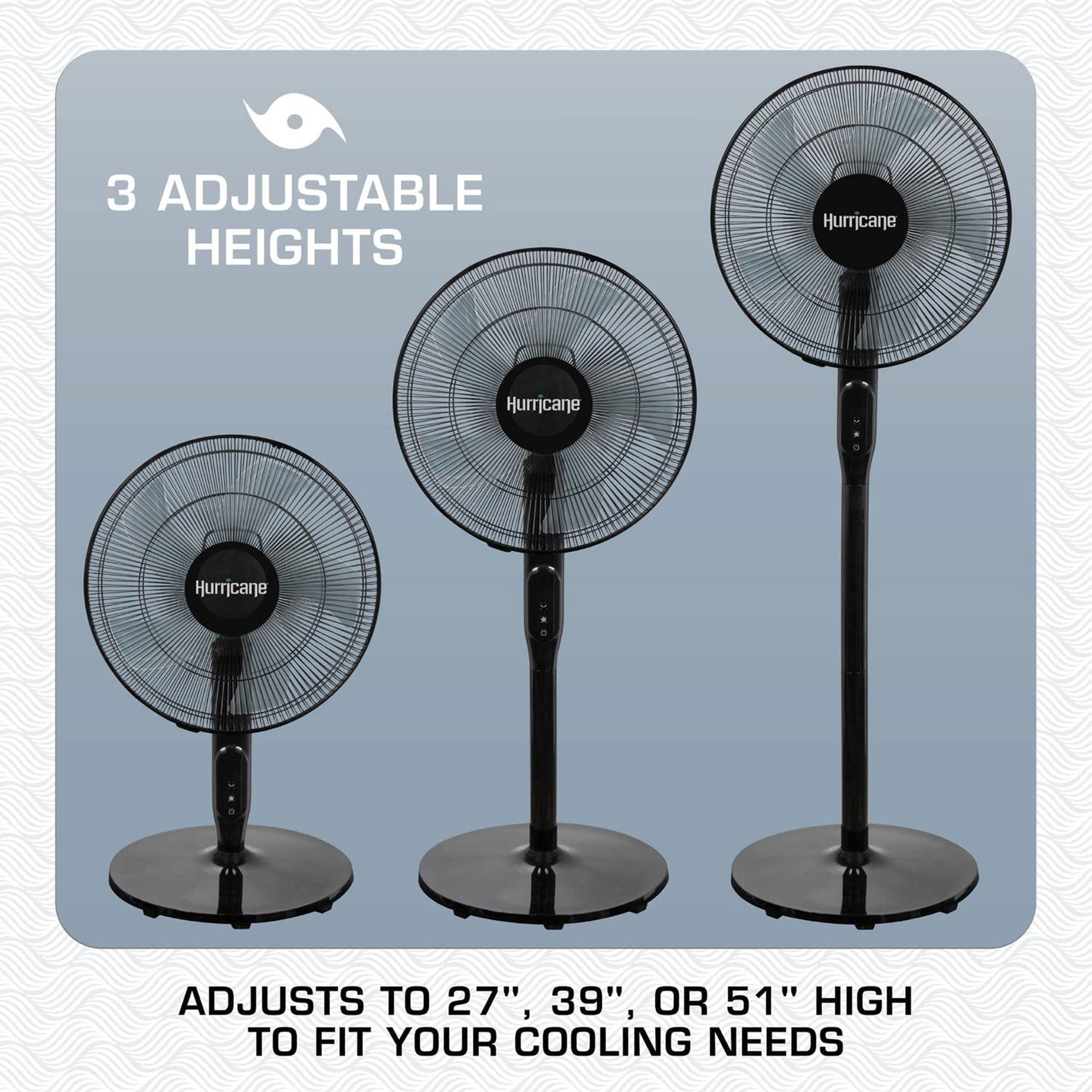 Hurricane 2 Pack 16" Energy Efficient Adjustable Standing Fan, 12 Speed Settings