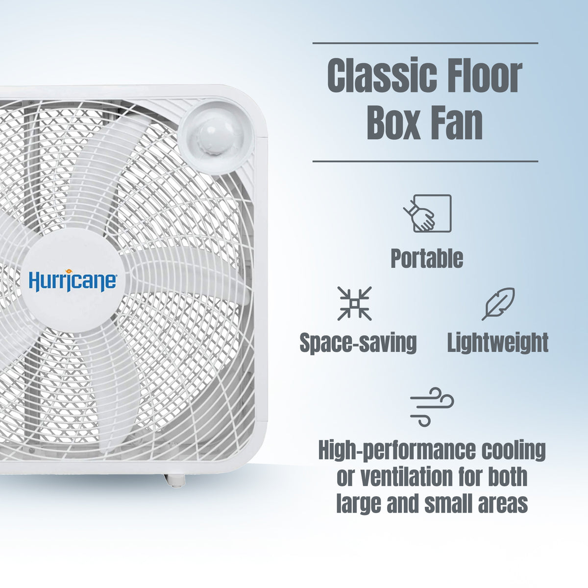 Hurricane 20" Classic Series Box Fan w/3 Efficient Speed Settings (Open Box)