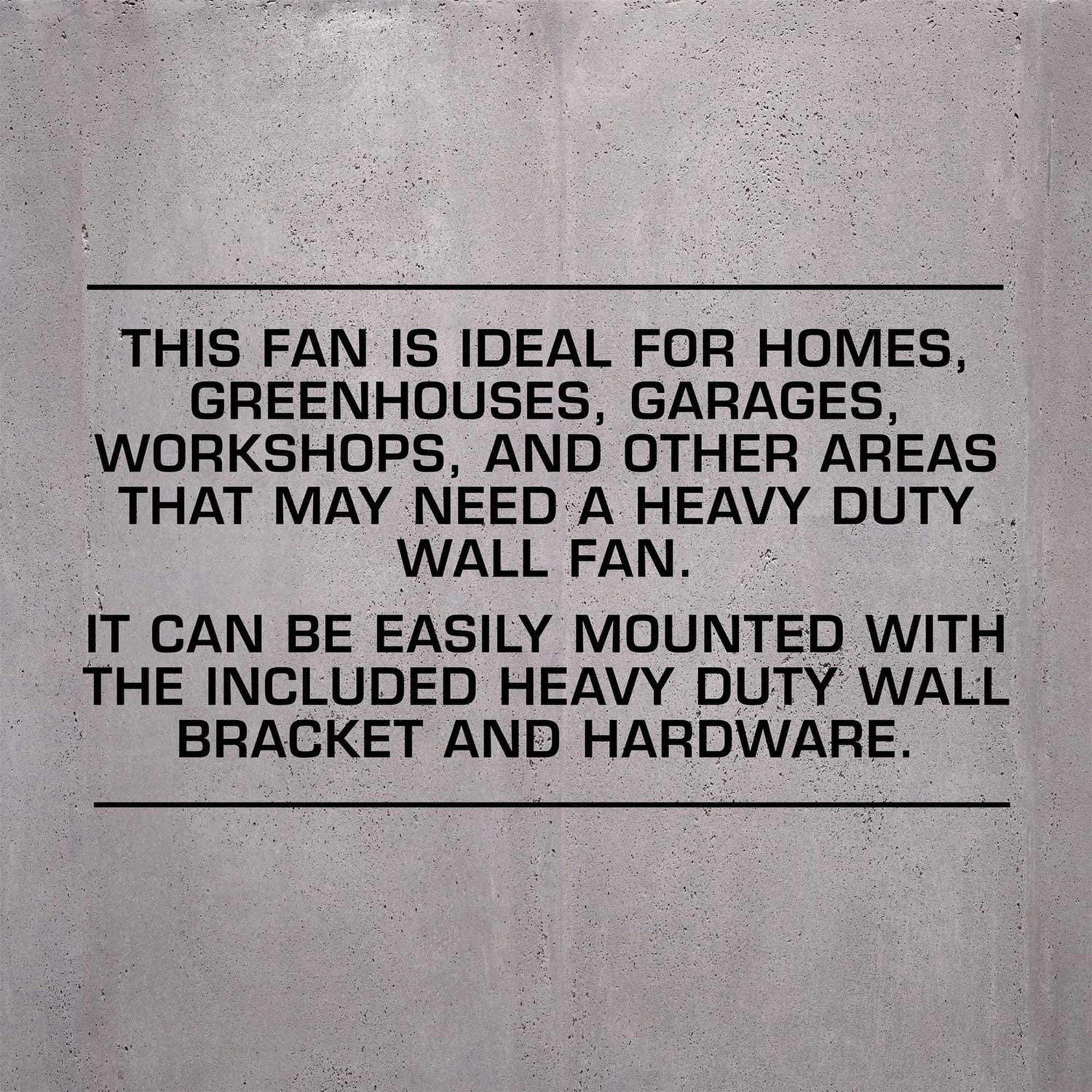 Hurricane 20 Inch Pro Series Metal Wall Mount Heavy Duty Hydroponics Fan, Black - VMInnovations
