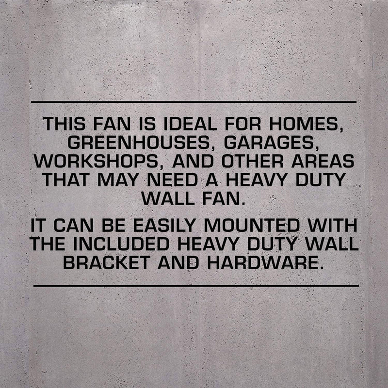 Hurricane 20 Inch Pro Series Metal Wall Mount Heavy Duty Hydroponics Fan, Black