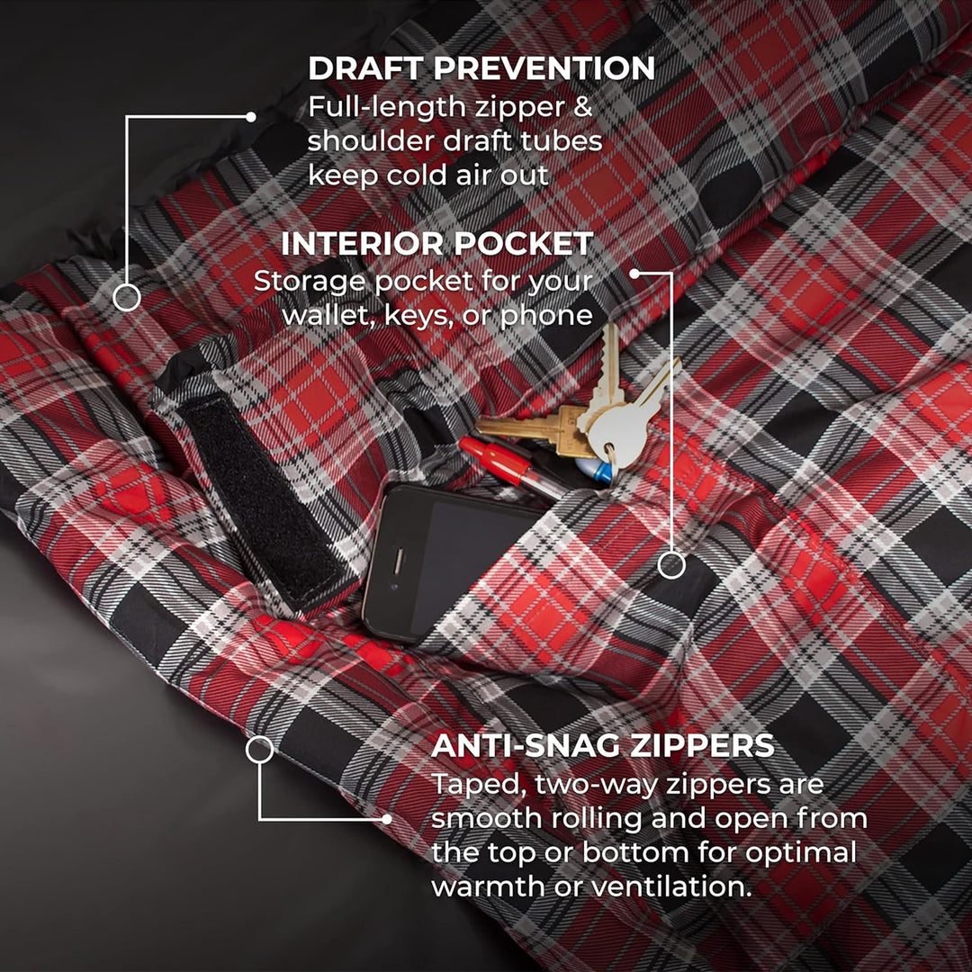 TETON Sports Celsius XXL 0 Degree Right Zipper Sleeping Bag for Camping, Gray - VMInnovations