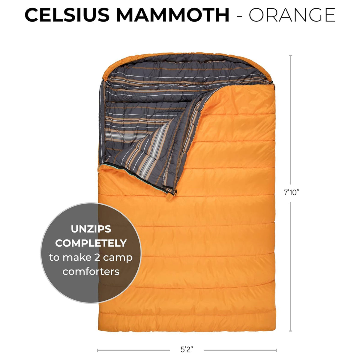 TETON Sports Mammoth 0 Degree Sleeping Bags for Camping, Orange (Open Box)