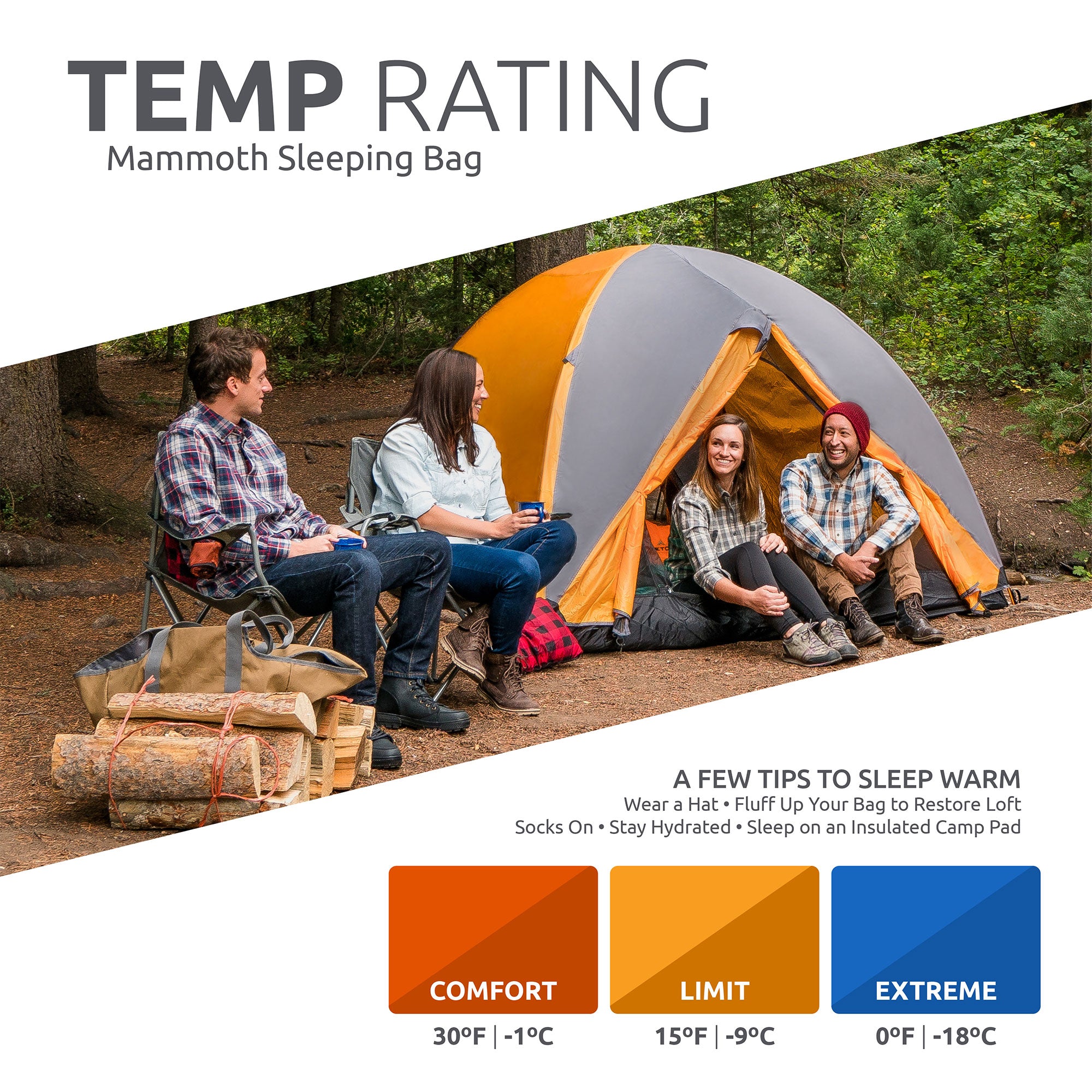 TETON Sports Mammoth 0 Degree Warm Sleeping Bags for Camping & Base Camp, Orange