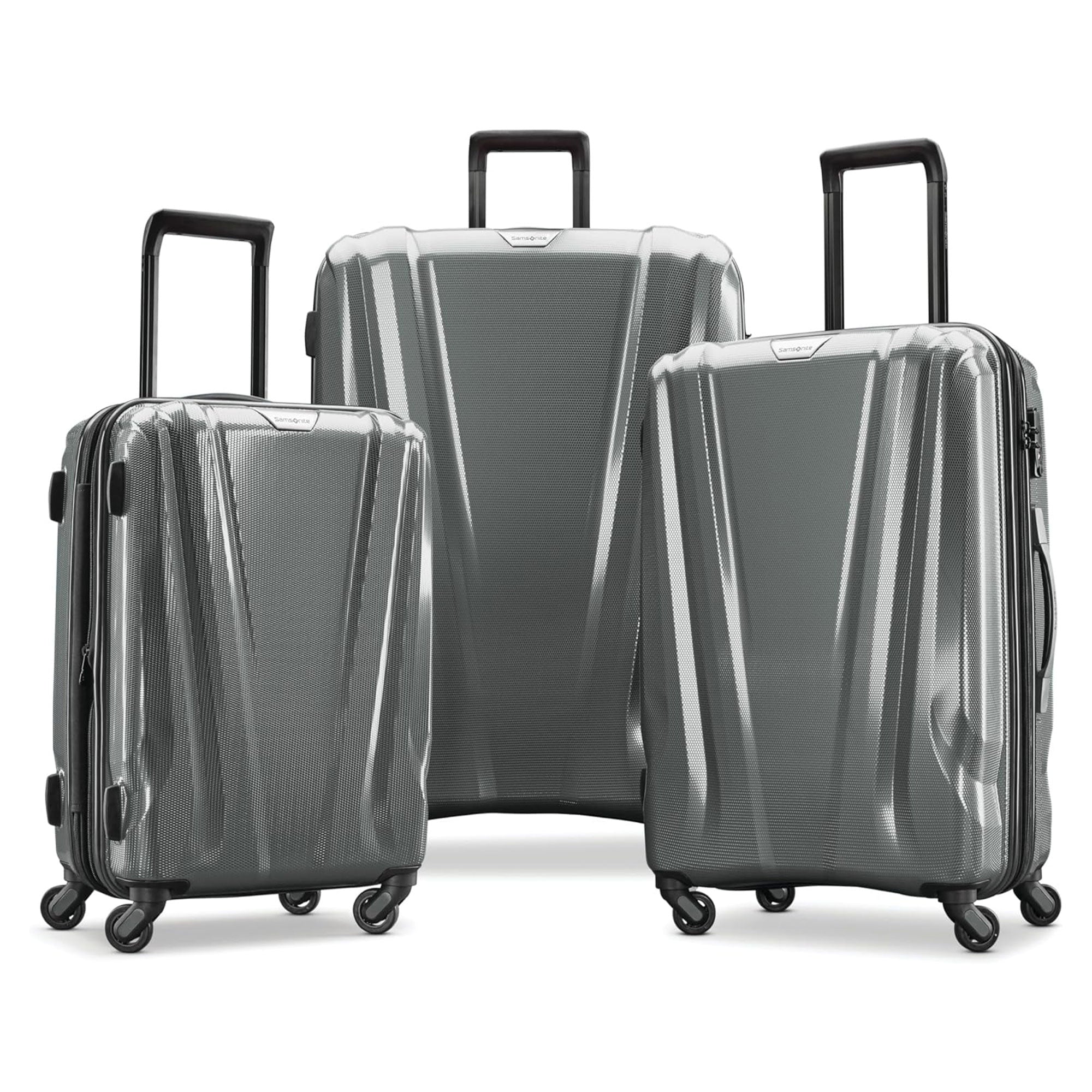Samsonite SWERV DLX Spinner 3 Piece Carry-On, Medium & Large Luggage Set, Silver