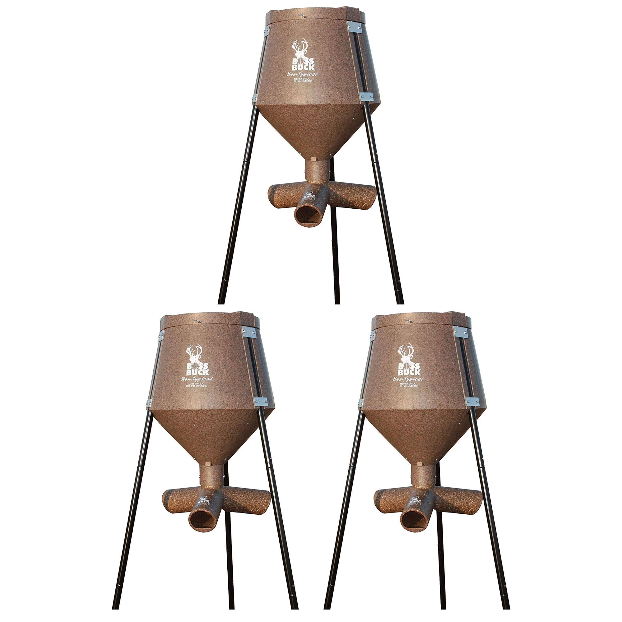 Boss Buck Gravity Fed Tripod Game Deer Corn and Protein Pellet Feeder (3 Pack) - VMInnovations