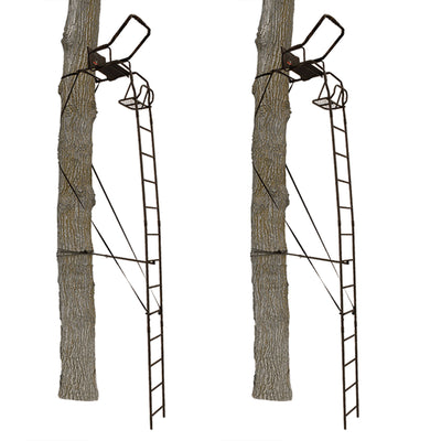 Big Game Warrior DXT 17' Portable Hunting Outside Tree Stand Ladder (2 Pack)