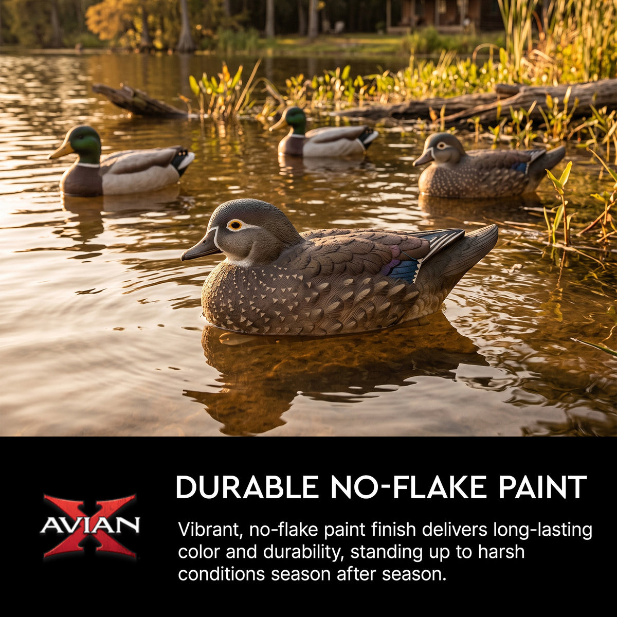 Avian X Topflight Wood Ducks, Floating Decoys, 6 Pack, Multicolor (Open Box) - VMInnovations