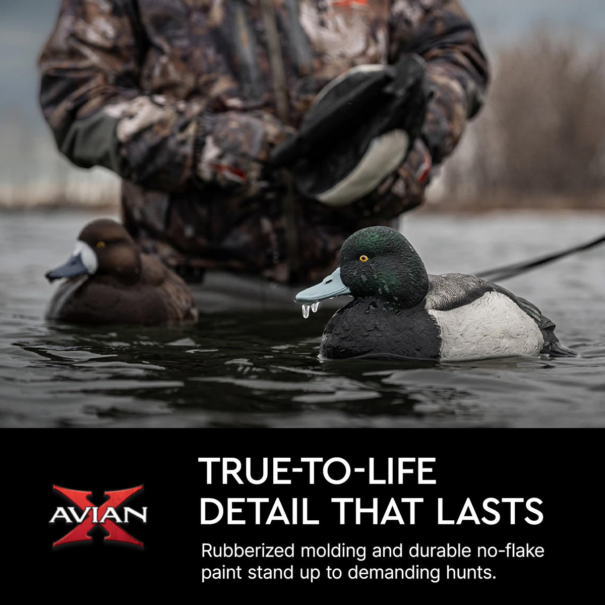 Avian X Topflight Blue Bills Duck Decoys with Weight Forward Swim Keel, Set of 6