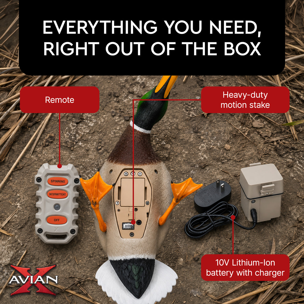 Avian X PowerFlight Smart Motion Mallard Spinning Weatherproof Realistic Decoy
