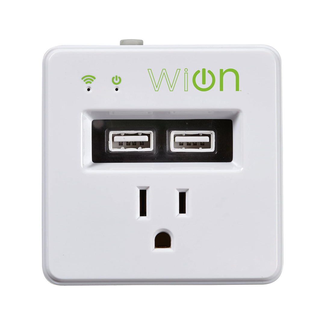 Wion 15 Amp Grounded Outlet WiFi Receptacle and 2 USB Ports, On/Off Settings - VMInnovations