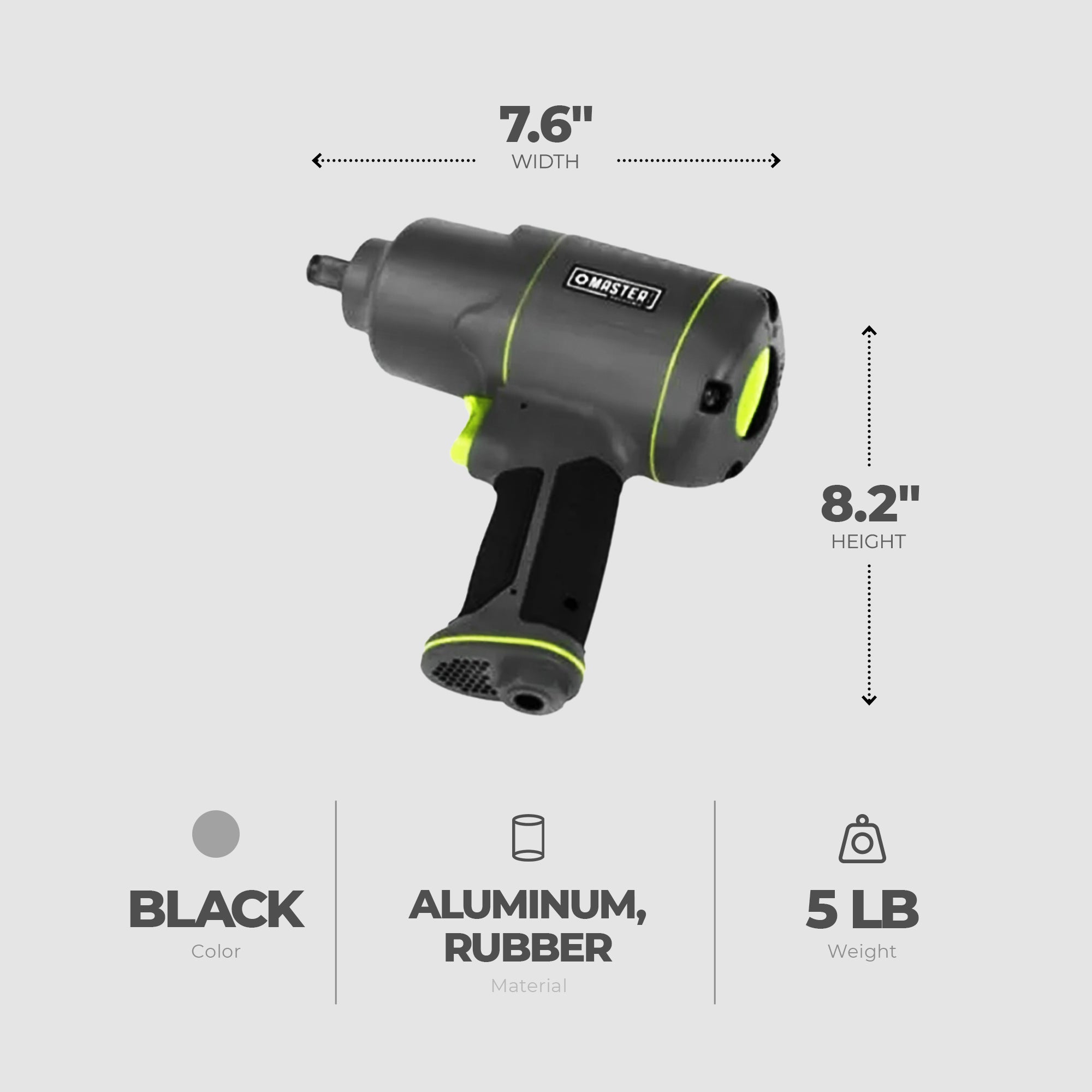 Intradin Import &Export Master Mechanic Pneumatic Impact Wrench w/Grip(Open Box) - VMInnovations