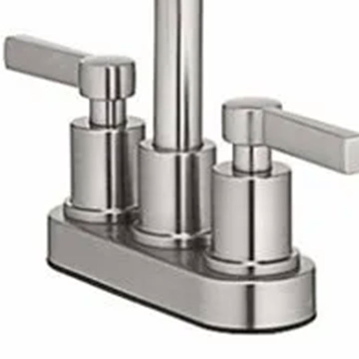 HomePointe Mid-Arch Double Handle Lavatory Faucet with Pop-Up, Brushed Nickel - VMInnovations