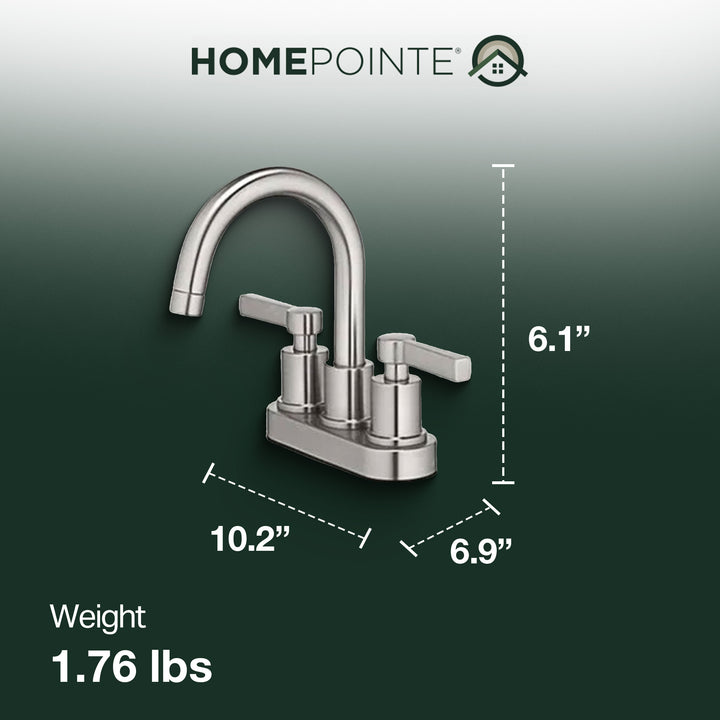 HomePointe Mid-Arch Double Handle Lavatory Faucet with Pop-Up, Brushed Nickel - VMInnovations