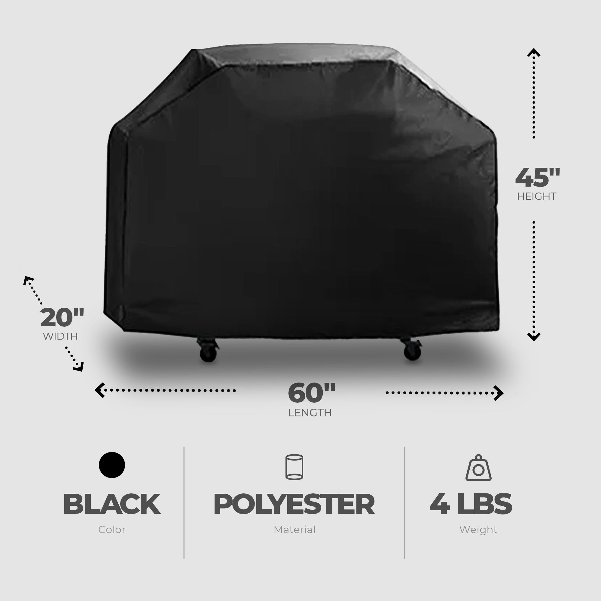 Grill Zone 60 x 20 x 45" Small/Medium Premium Gas Grill Cover, Black (Open Box)