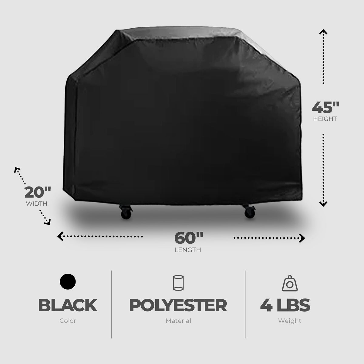 Grill Zone 60 x 20 x 45" Small/Medium Premium Gas Grill Cover, Black (Open Box)