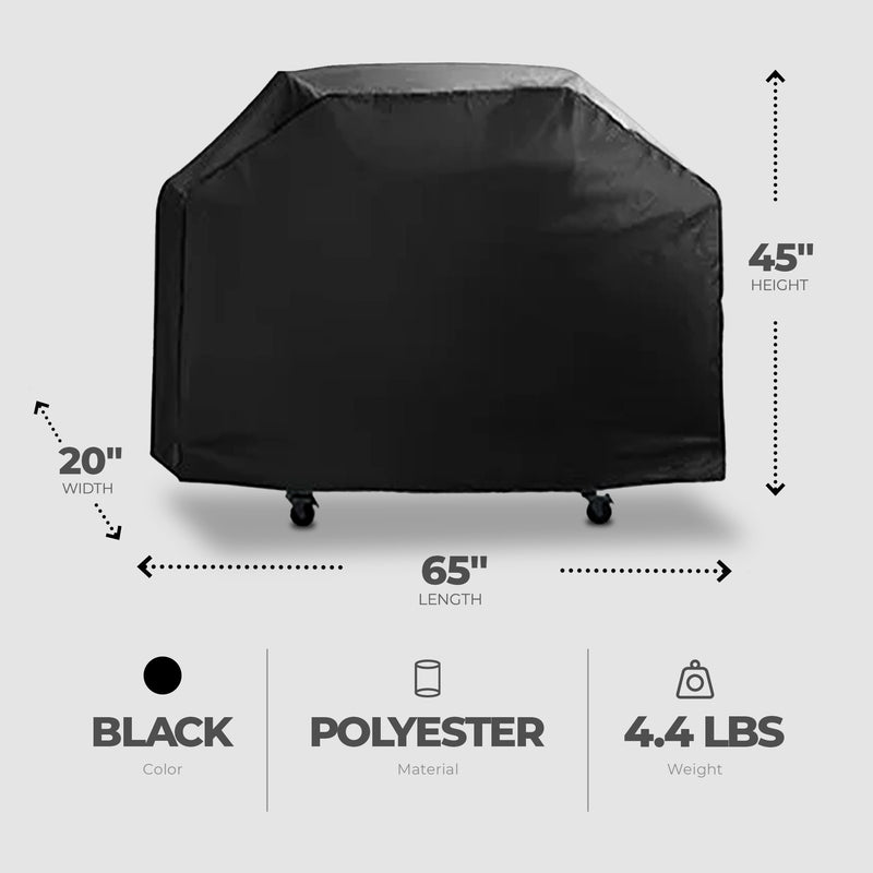 Grill Zone 65 x 20 x 45" Large Premium Universal BBQ Gas Grill Cover, Black
