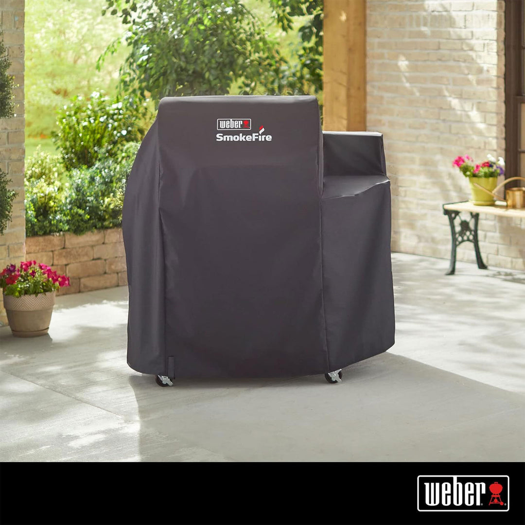 Weber SmokeFire EX4 Wood Pellet BBQ Grill Heavy Duty Polyester Cover, Black - VMInnovations