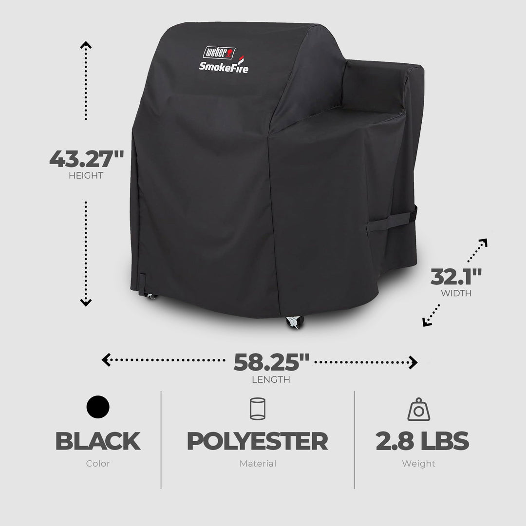 Weber SmokeFire EX4 Wood Pellet BBQ Grill Heavy Duty Polyester Cover, Black - VMInnovations