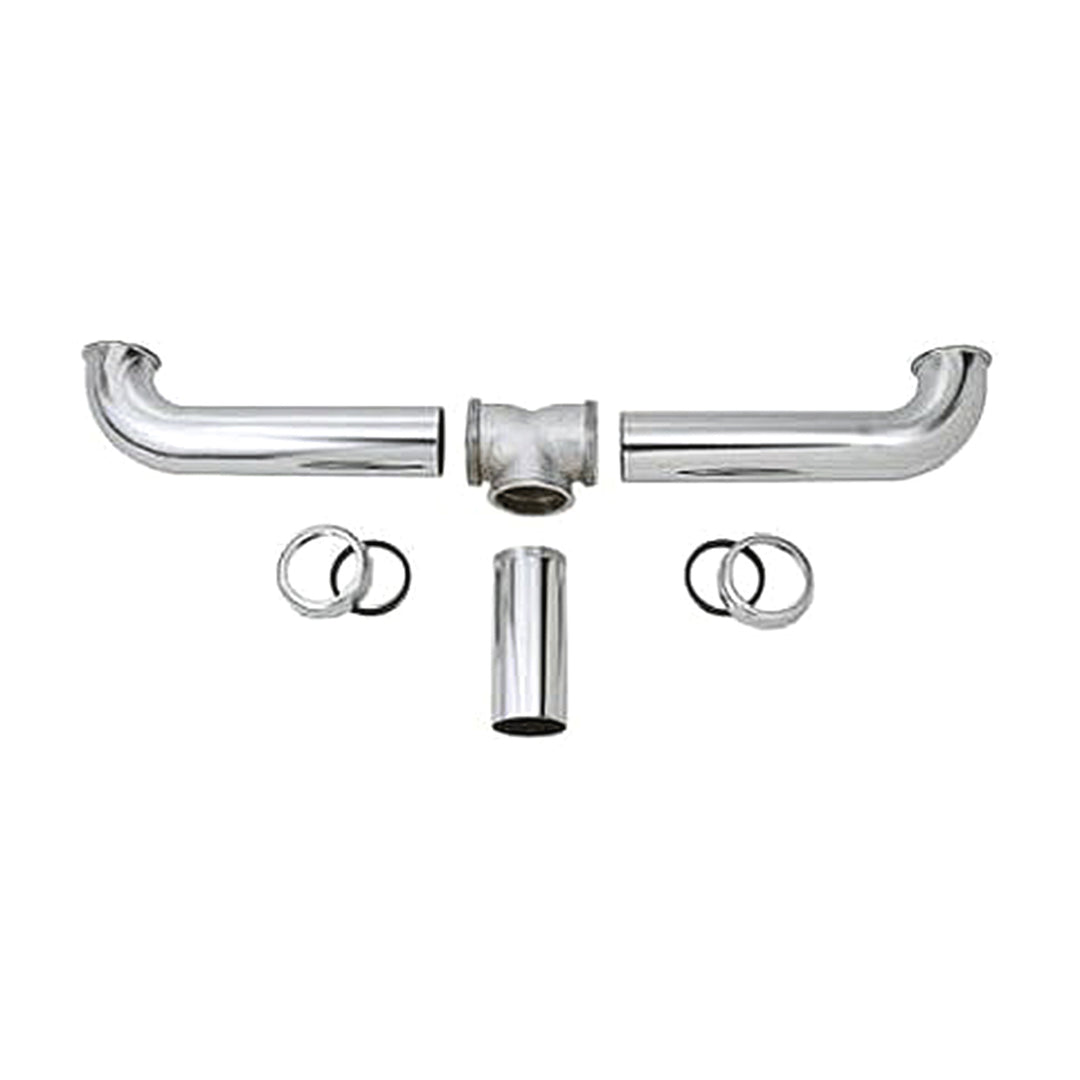 Master Plumber 2 Bowl Center Outlet Drain with Chrome Plated Brass for Sinks - VMInnovations