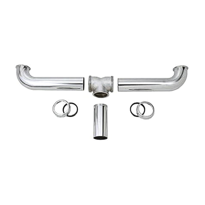 Master Plumber 2 Bowl Center Outlet Drain with Chrome Plated Brass for Sinks - VMInnovations