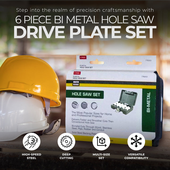 Master Mechanic 6 Piece Bi Metal Hole Saw Drive Plate on Hole Saws Under 3 Inch - VMInnovations