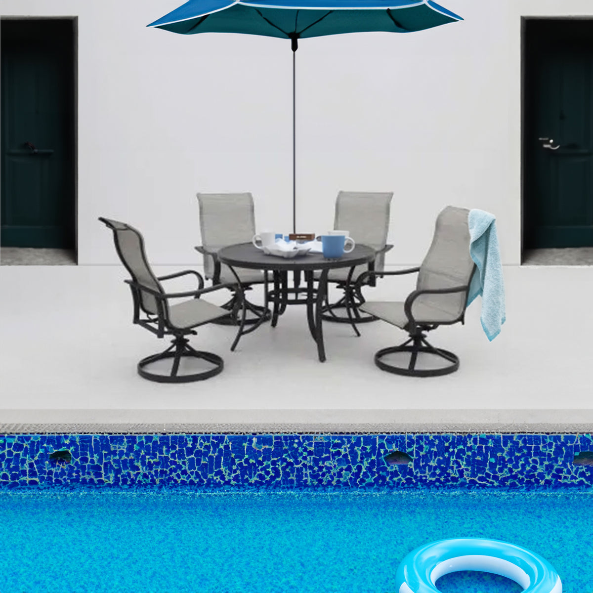 Four Season Courtyard Sling Swivel Rocker Outdoor Lounge Chair, 2pc(For Parts) - VMInnovations