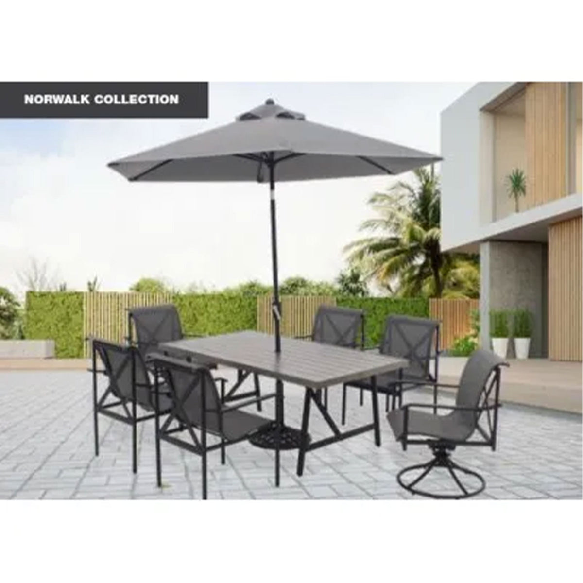 Four Seasons Courtyard Norwalk Outdoor Patio Arm Chair Furniture Set, 4 Pack