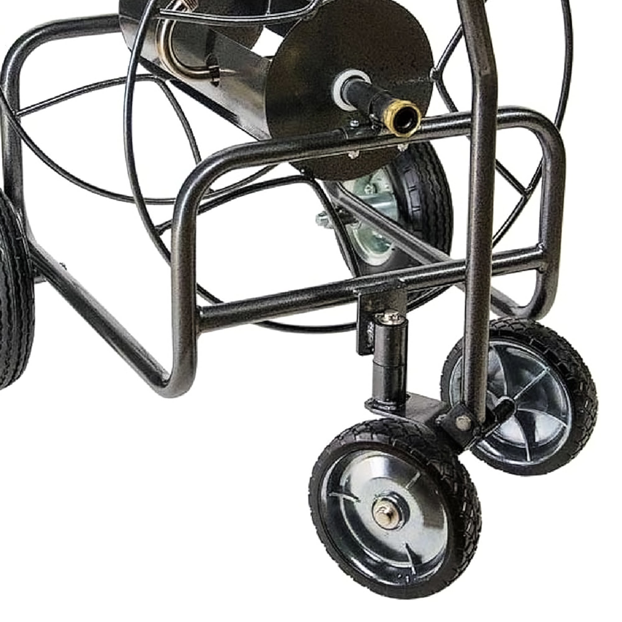 Yard Butler 4 Wheel Heavy Duty Steel Hose Truck Holds 400 Feet of Hose, Black - VMInnovations