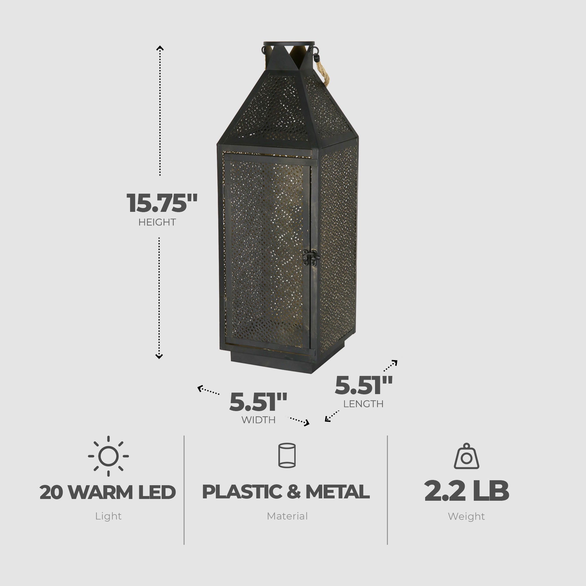 Four Seasons Courtyard 16' Battery Powered 20 LED Filigree Lantern (2pk) (Used) - VMInnovations