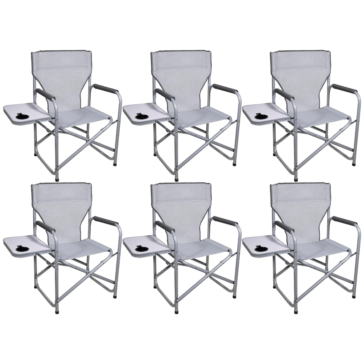 Four Seasons Courtyard Polyester Director's Chair with Side Table, Gray (6 Pack)