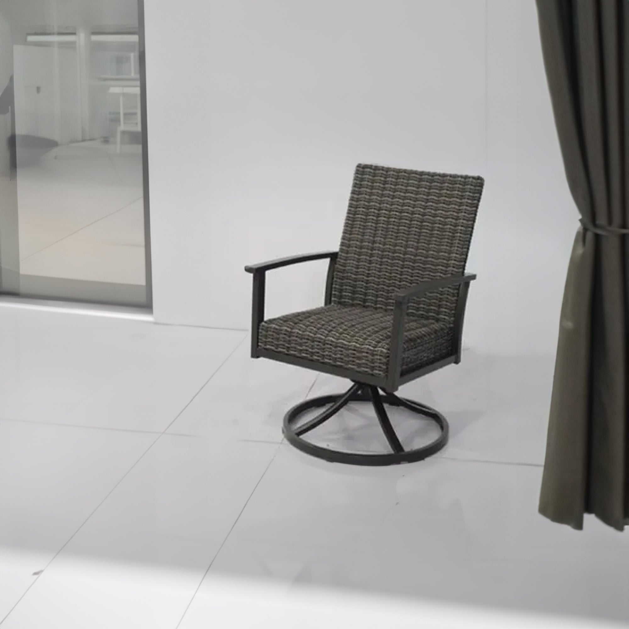 Four Seasons Courtyard Nantucket Woven Swivel Rocker w/Steel Frame (2pk) (Used) - VMInnovations