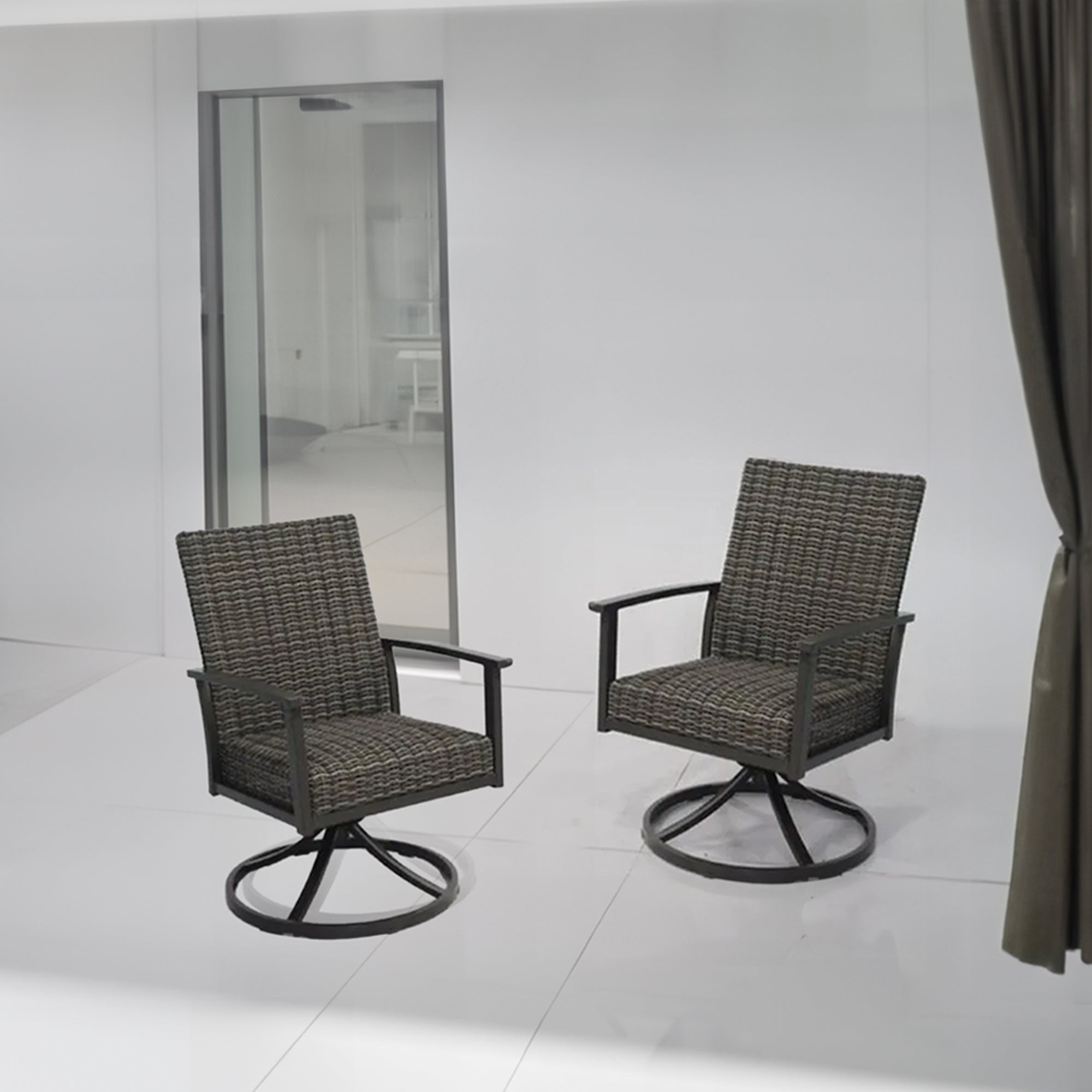Four Seasons Courtyard Nantucket Woven Swivel Rocker w/Steel Frame (2pk) (Used) - VMInnovations
