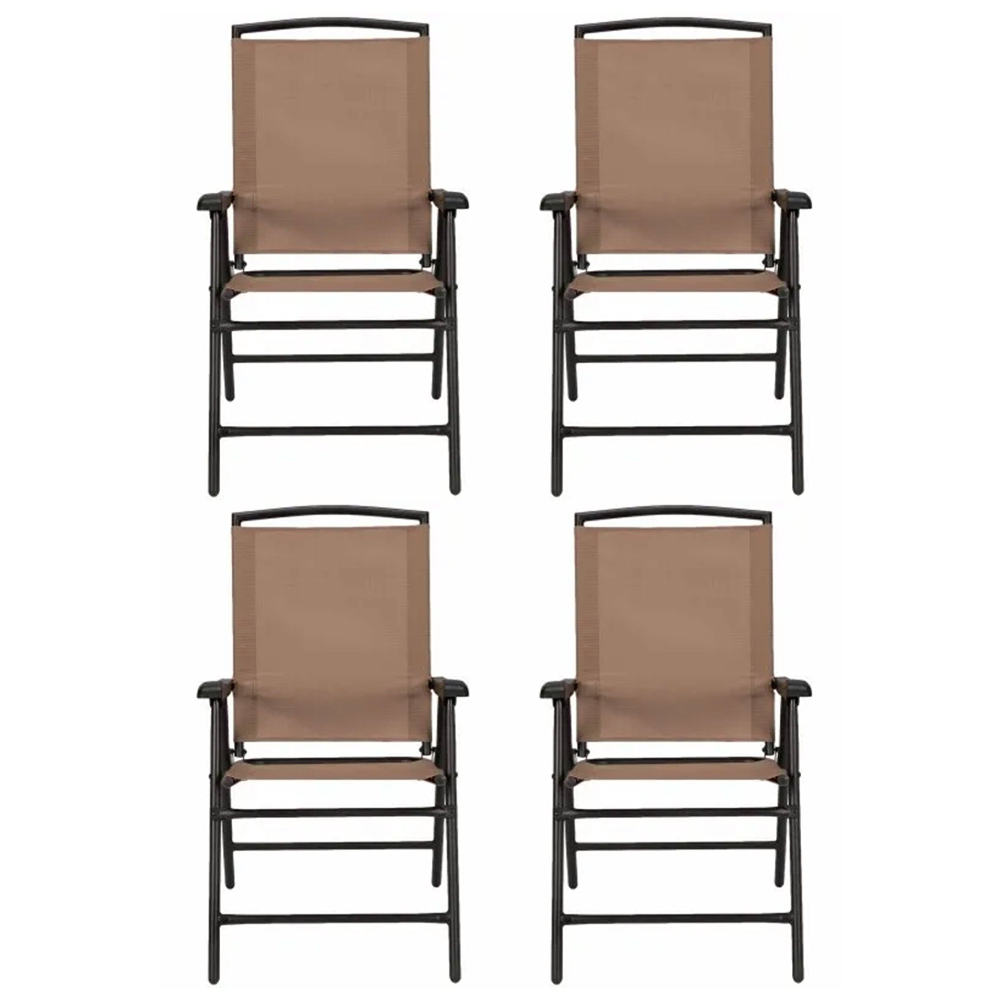 Four Seasons Courtyard Sunny Isles Outdoor Steel Folding Chair, Brown (4 Pack) - VMInnovations