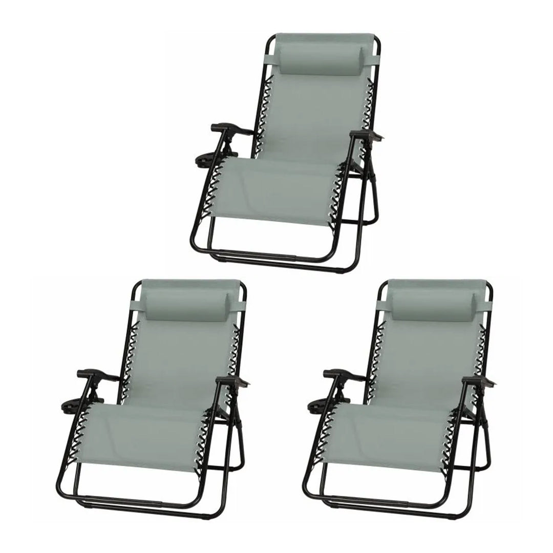 Four Seasons Courtyard Sunny Isles XL Steel Zero Gravity Chair, Green (3 Pack) - VMInnovations